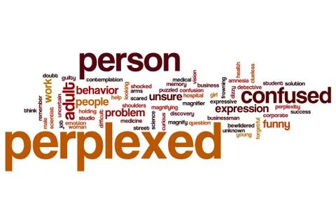 Perplexed word cloud Stock Illustration