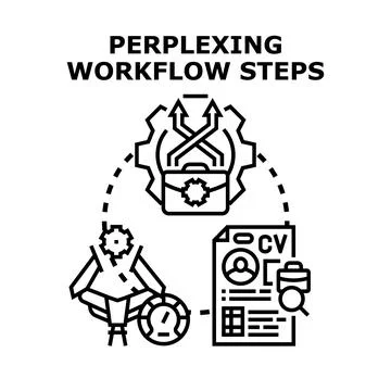 Perplexing workflow steps and confusing business process concept Illustrazione stock
