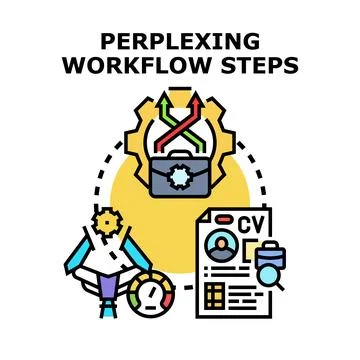 Perplexing workflow steps and confusing business process concept Illustrazione stock