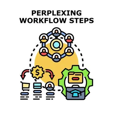 Perplexing workflow steps illustrating complex business solution Illustration