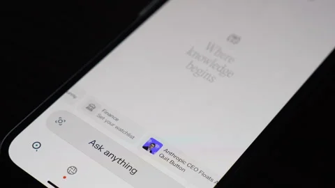 Perplexity AI Ask anything search bar on smartphone Stock Footage 304167877