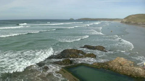 Perranporth pool Vídeo Stock 577544