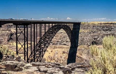 Perrine Bridge spanning the Snake River Canyon in Twin Falls, Idaho Stock Photos