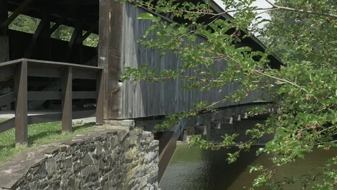 Perrine's Covered Bridge  Close Up Shot Stock Footage 77446123
