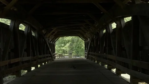 Perrine's Covered Bridge Walking Through Stock Footage 77853050