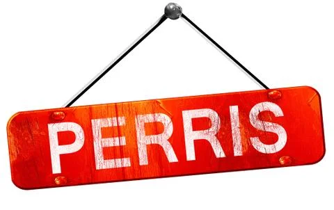 Perris, 3D rendering, a red hanging sign Stock Illustration