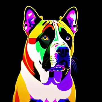 Perro De Presa Canario Animal Style Print Design Logo. Generative AI. Stock Illustration