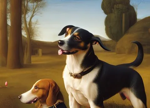 Perro Majorero Dog Breed, Fictional Pet Art. Stock Illustration