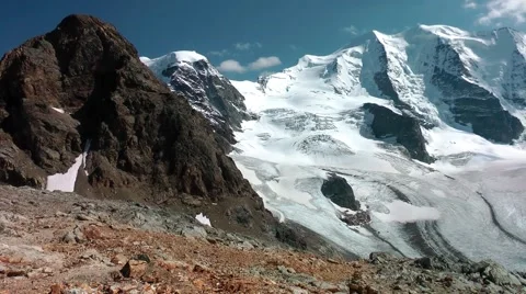 Pers Glacier seen from Diavolezza Mountain Station, Pontresina Stock Footage 45636737
