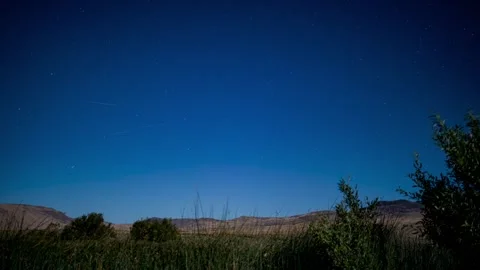 Perseid meteor shower over blue sky in northern Nevada mountain landscape 8164 Stock Footage 344977252