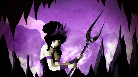 Persephone standing in the underworld surrounded by wandering souls Stock Footage 342363884