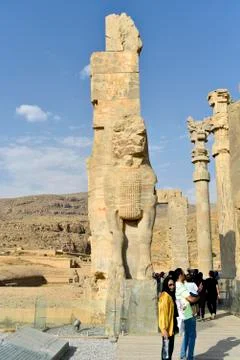 Persepolis (Takht-e-Jamshid or Taxt e Jamsid or Throne of Jamshid), capital o Stock Photos