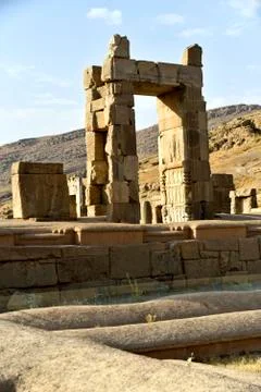 Persepolis (Takht-e-Jamshid or Taxt e Jamsid or Throne of Jamshid), capital o Stock Photos