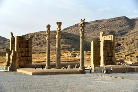 Persepolis (Takht-e-Jamshid or Taxt e Jamsid or Throne of Jamshid), capital o Stock Photos