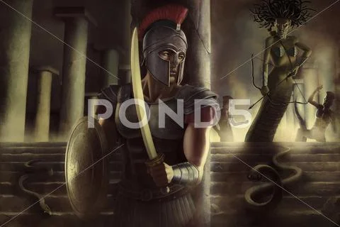 Perseus and Medusa Stock Illustration