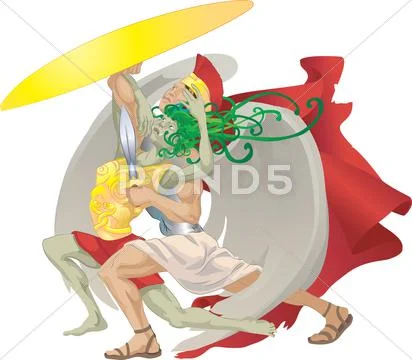 Perseus and medusa illustration Stock Illustration