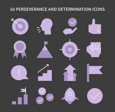 Perseverance and Determination icon set. Flat vector illustration イラスト素材