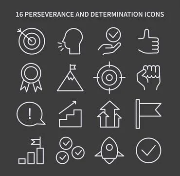 Perseverance and Determination icon set. Flat vector illustration イラスト素材