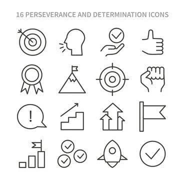Perseverance and Determination icon set. Flat vector illustration イラスト素材