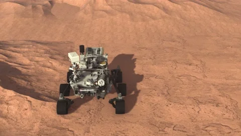 Perseverance rover roaming and exploring the surface of Mars Stock Footage 163062480