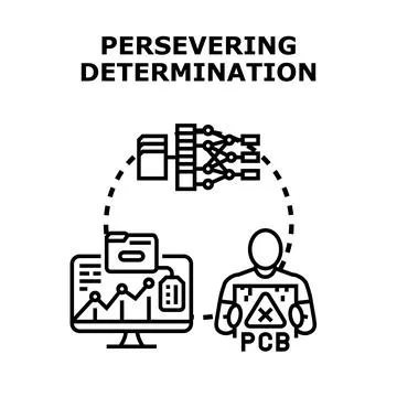Persevering determination concept of business analysis Stock Illustration