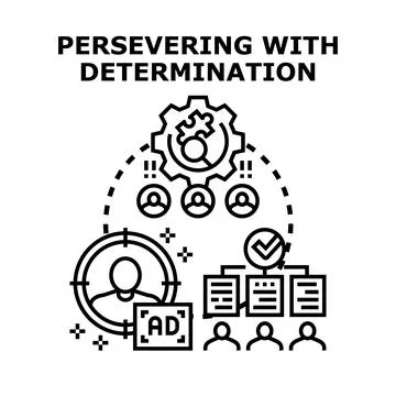 Persevering with determination for marketing target audience success Stock Illustration