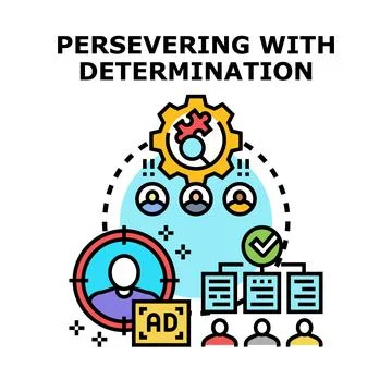 Persevering with determination for marketing target audience success Stock Illustration