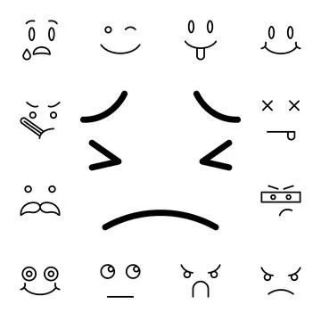 Persevering, face flat vector icon in emotions pack Stock Illustration