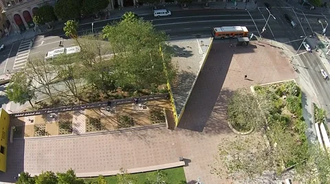 Pershing Square Downtown Los Angeles Aerial Drone 動画素材 42234216