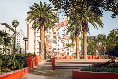 Pershing Square, a small public park in Downtown Los Angeles, California Stock Photos