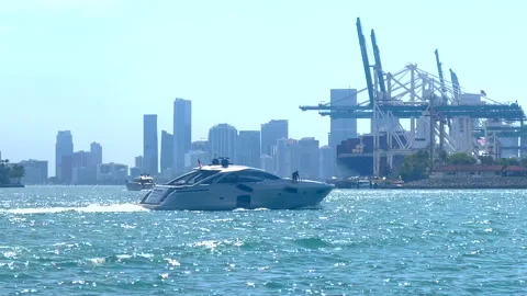 Pershing yacht in Miami Stock Footage 276554417