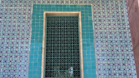 Persian blue tile gate in Iran decoration architecture of urban in Shiraz art Stock Footage 335883821