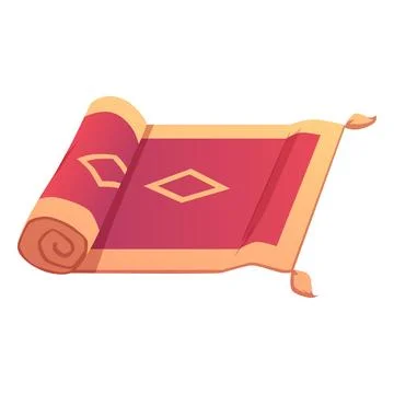 Persian carpet, red, rectangular, with a diamond pattern and golden tassels Stock Illustration