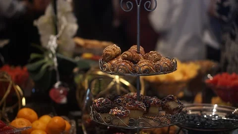 Persian deserts table at party Stock Footage 223095469