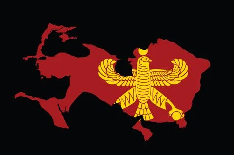 Persian empire map flag vector silhouette illustration Stockillustratie