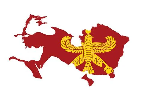 Persian empire map flag vector silhouette illustration Stock Illustration