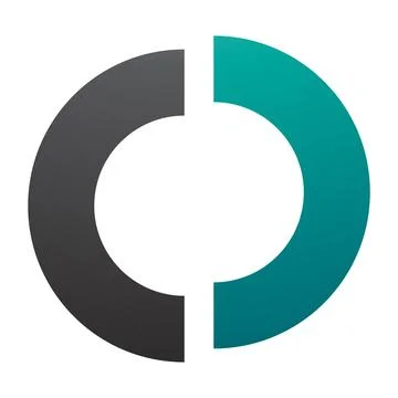 Persian Green and Black Split Shaped Letter O Icon Stock Illustration
