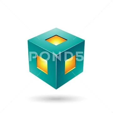 Persian Green Bold Lantern Cube Vector Illustration Stock Illustration