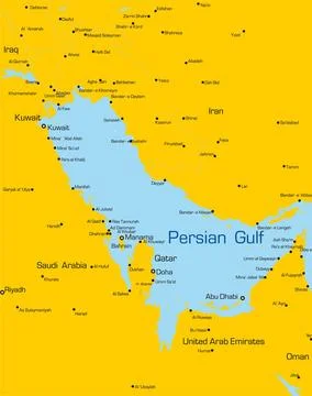 Persian gulf countries Abstract vector color map of Persian gulf countries... Stock Photos