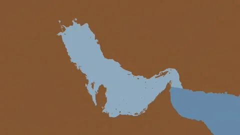 Persian Gulf highlighted on a tiled pattern colored map Stock Illustration