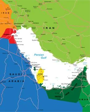 Persian Gulf map Stock Illustration