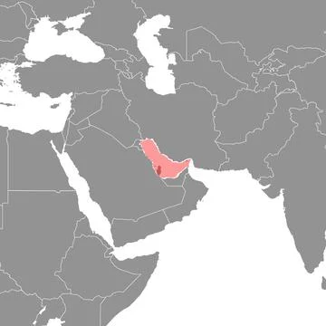 Persian Gulf on the world map. Vector illustration. Stock Illustration