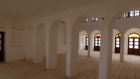 Persian Mansion   Interior panning view of an ancient Qajar, stock footage. Stock Footage 304783299