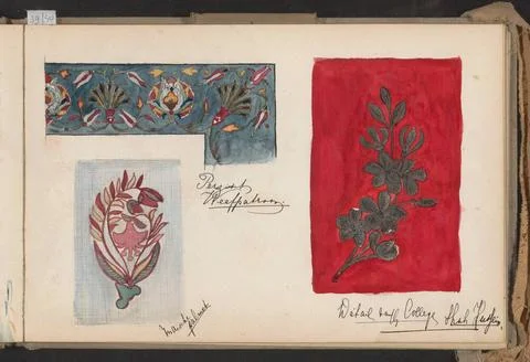 Persian weaving pattern and an Indian palm with flower ornament. Leaf 36 R... Stock Photos