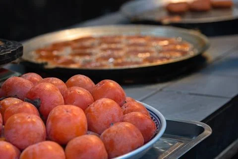 Persimmon cake Stock Photos