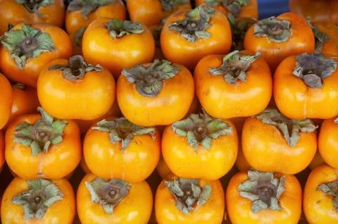 Persimmon fruit background Stock Photos