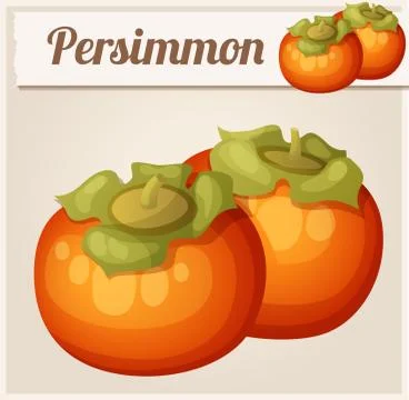 Persimmon fruit. Cartoon vector icon Stock Illustration