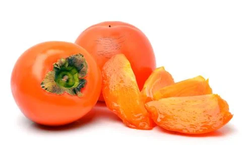 Persimmon fruit isolated on white background Stock Photos