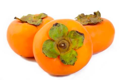 Persimmon fruit isolated on white background Stock Photos