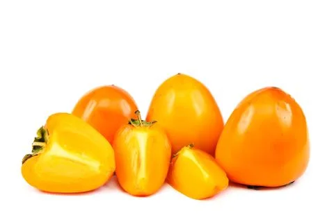 Persimmon fruit isolated on a white background Stock Photos